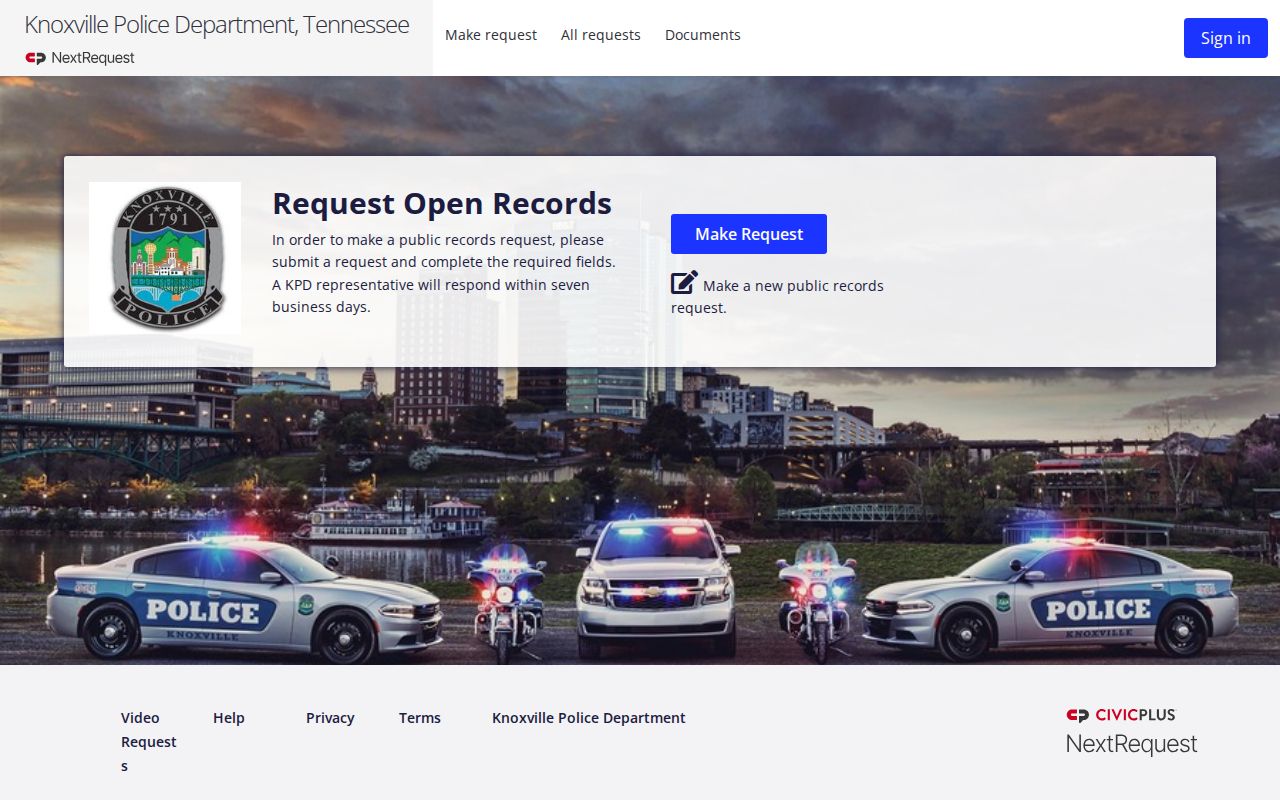 Knoxville Police Department Open Records portal